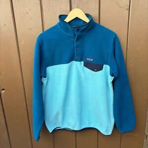 Patagonia Synchilla Snap T  Two Blue Tone Pullover Fleece Jacket Size Large